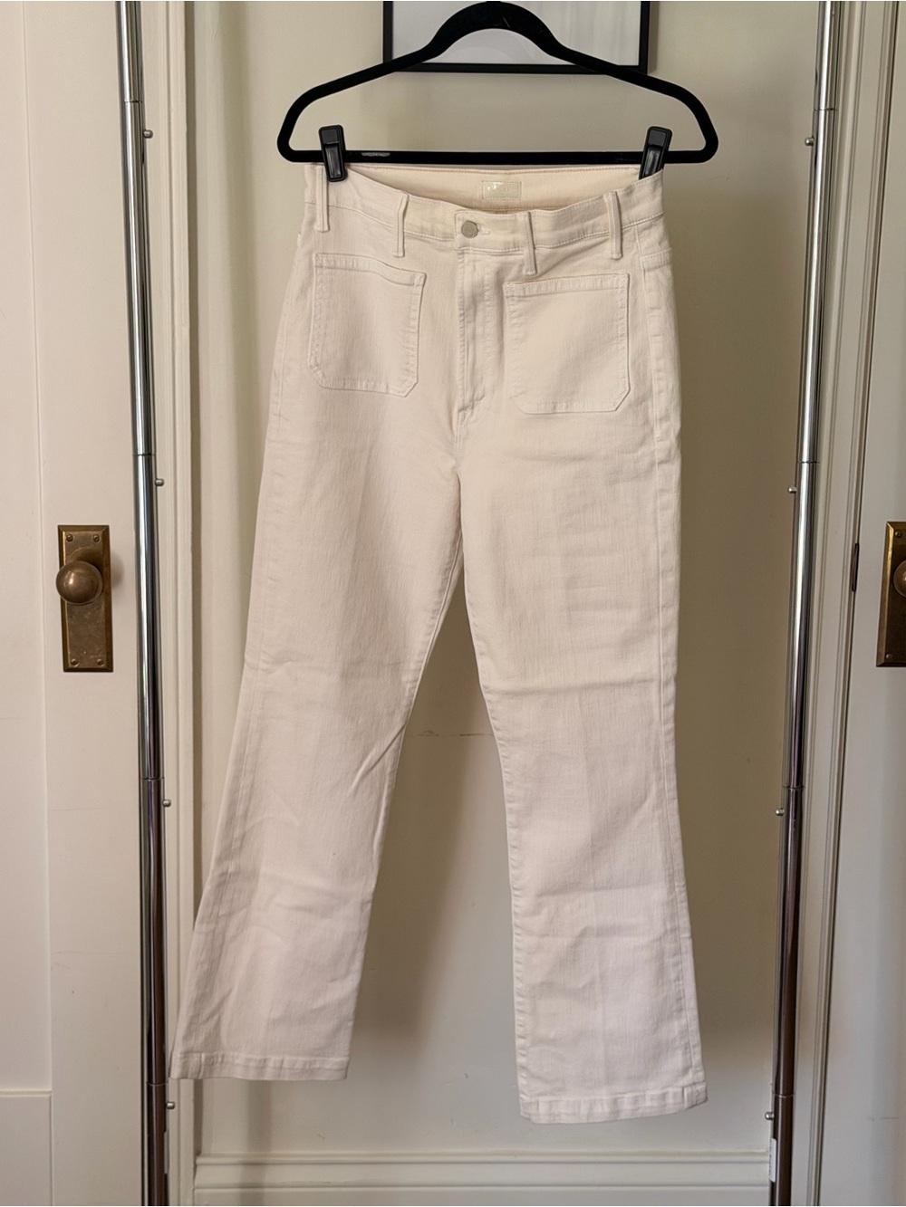 MOTHER Straight Leg Jeans in Off-White